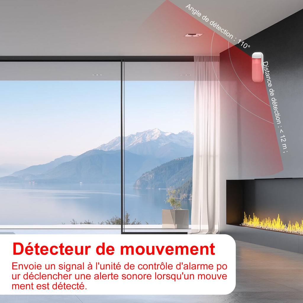 Alarme Maison sans Fil WiFi 4G sans Abonnement, Kit Alarme Maison Connectée 24 Pièces avec Écran Tactile 4,3", Sirène 120 DB, Détecteurs Mouvement et Porte/Fenêtre (Lot de 24 Articles)