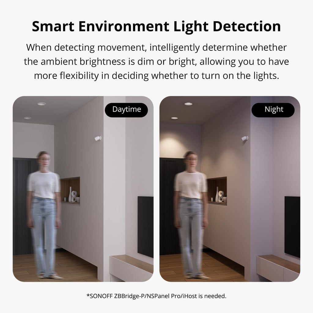 SONOFF SNZB-03P Détecteur de Mouvement ZigBee, Detecteur ZigBee 3.0 Sans Fil, Détection 5 Secondes, Scène Intelligente, SONOFF Zigbee Bridge Requis, Piles Incluses, Compatible avec Alexa/Google Home