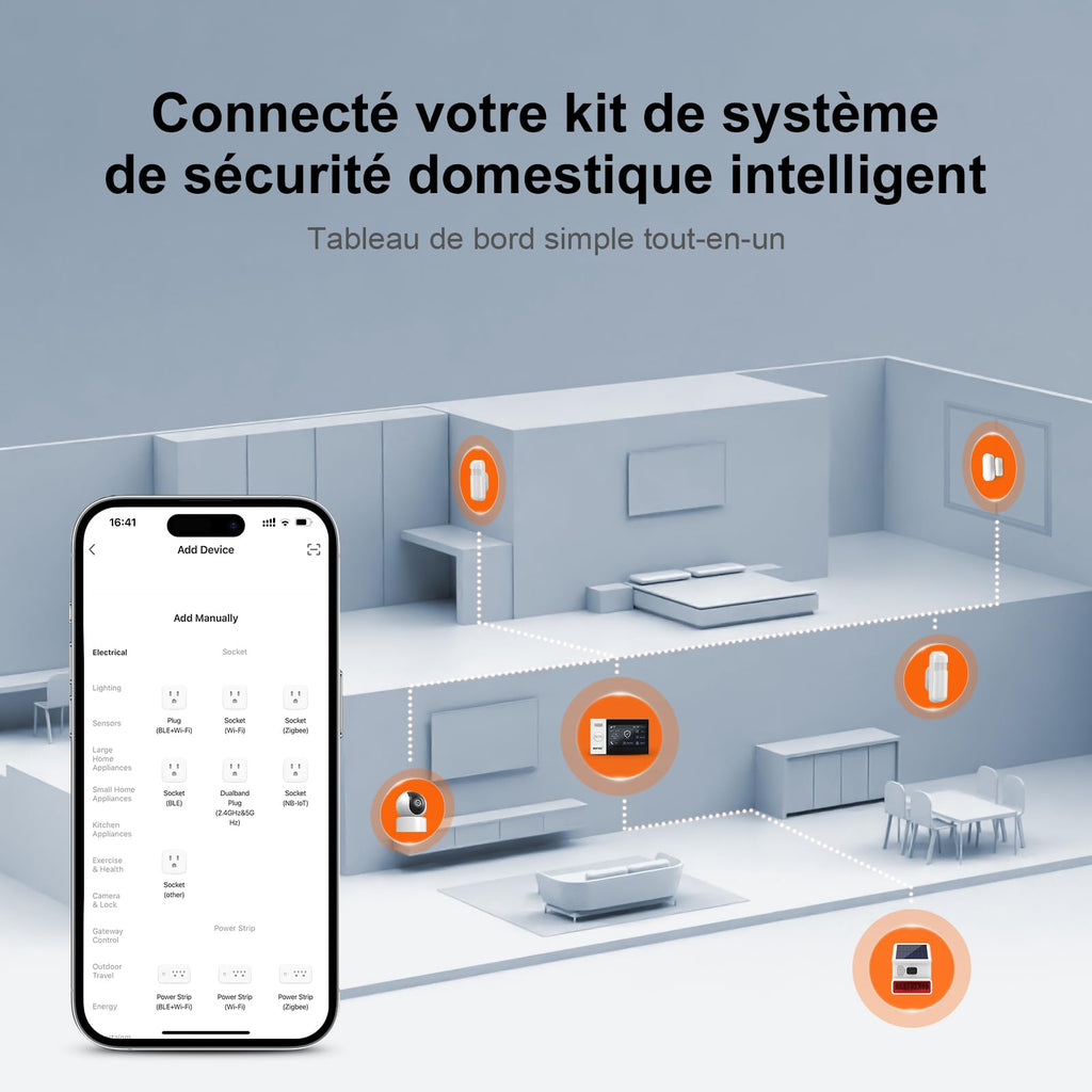 LWOHSI Alarme Maison sans Fil,4G/WiFi Kit Alarme avec écran Tactile 4,3 Pouces,Capteurs De Porte et De Mouvement,Sirène 120 DB,Alertes D'application,sans Abonnement Mensuel,Compatible avec Alexa