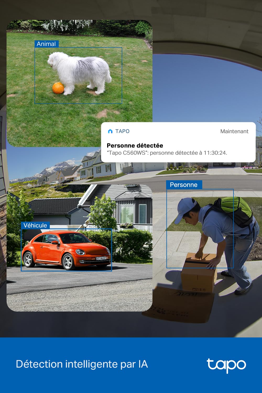 Tapo C510W 2K Caméra de Surveillance WiFi extérieur 360°, Vision Nocturne Couleur, Détection de Personne et Suivi de Mouvement, Étanche IP65, Alarme sonore Personnalisable