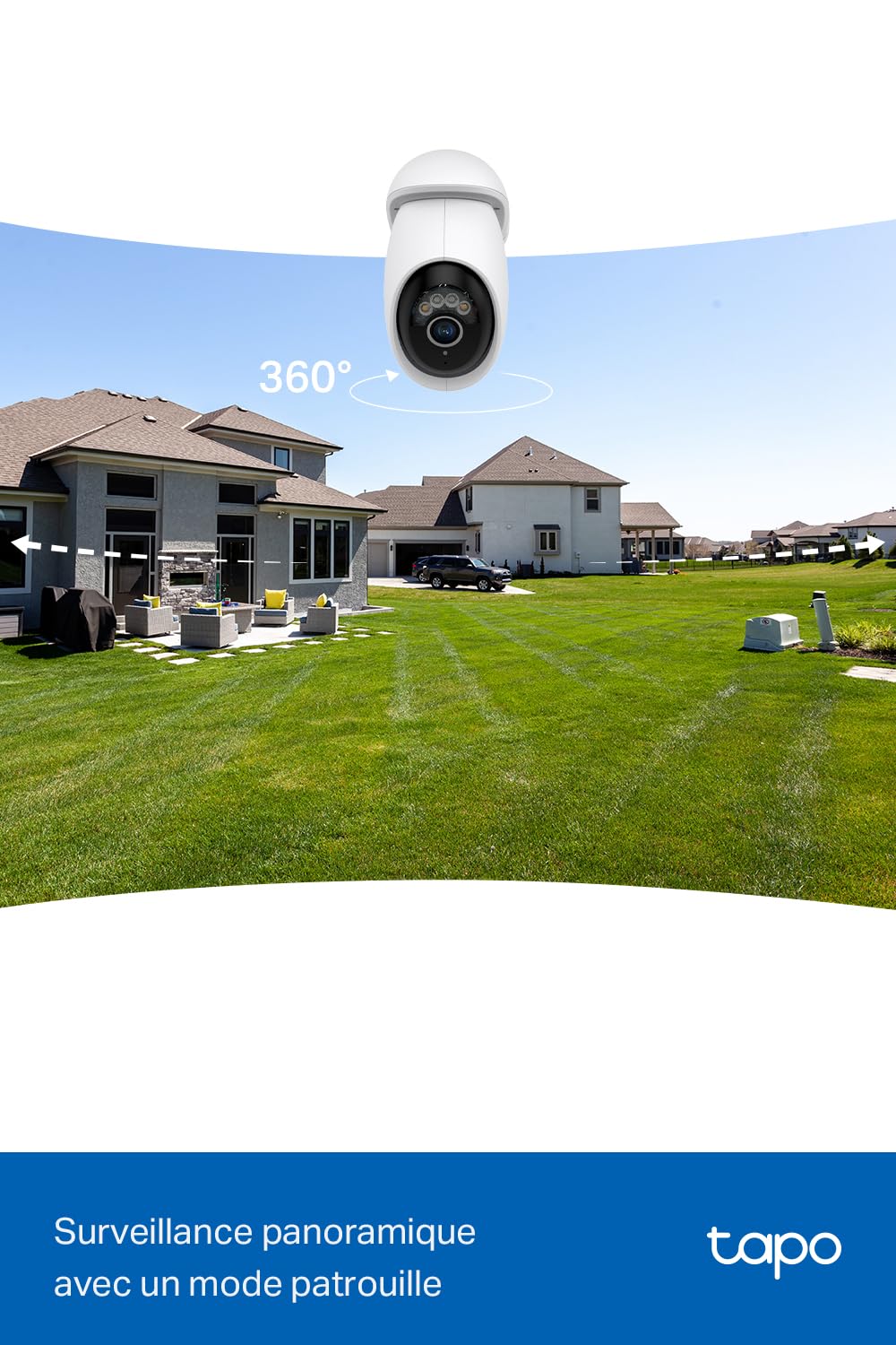 Tapo C510W 2K Caméra de Surveillance WiFi extérieur 360°, Vision Nocturne Couleur, Détection de Personne et Suivi de Mouvement, Étanche IP65, Alarme sonore Personnalisable