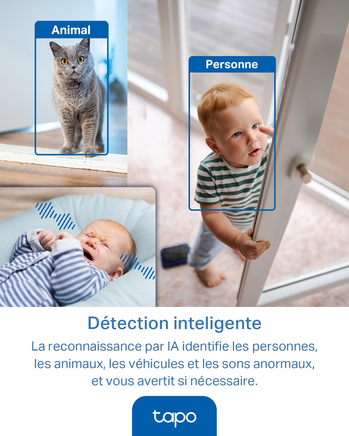 Tapo 2.5K(4MP) Caméra de Surveillance WiFi intérieure 360°, Détection Humaine AI Suivi Intelligent, Sirène et détection de Mouvement, Audio bidirectionnel, Compatible Alexa pour Bébé/Animaux C220