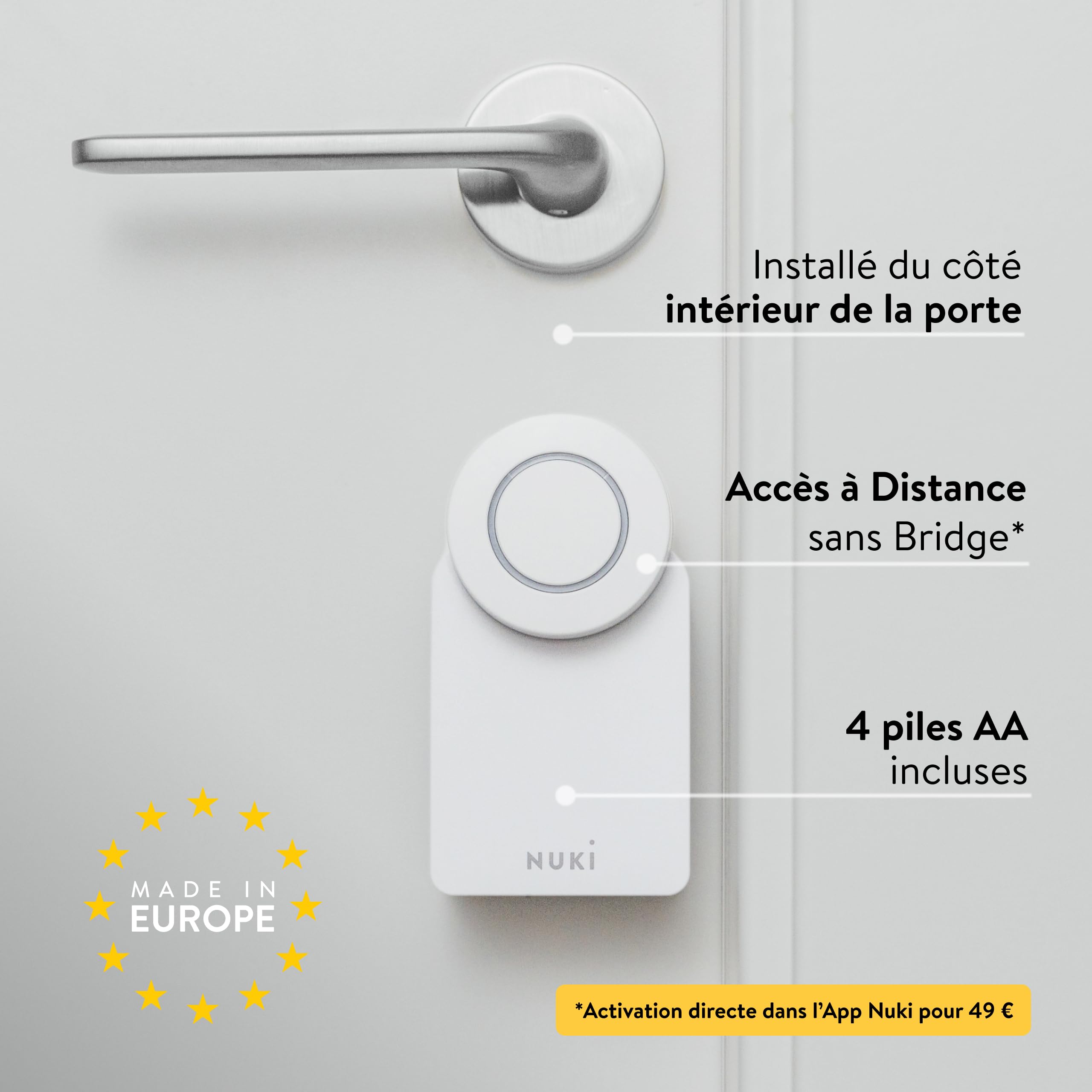 Nuki Smart Lock Go (2025) avec Bluetooth & Matter, serrure connectée transformant votre smartphone en clé, installation facile sans changer de cylindre – Smart Lock