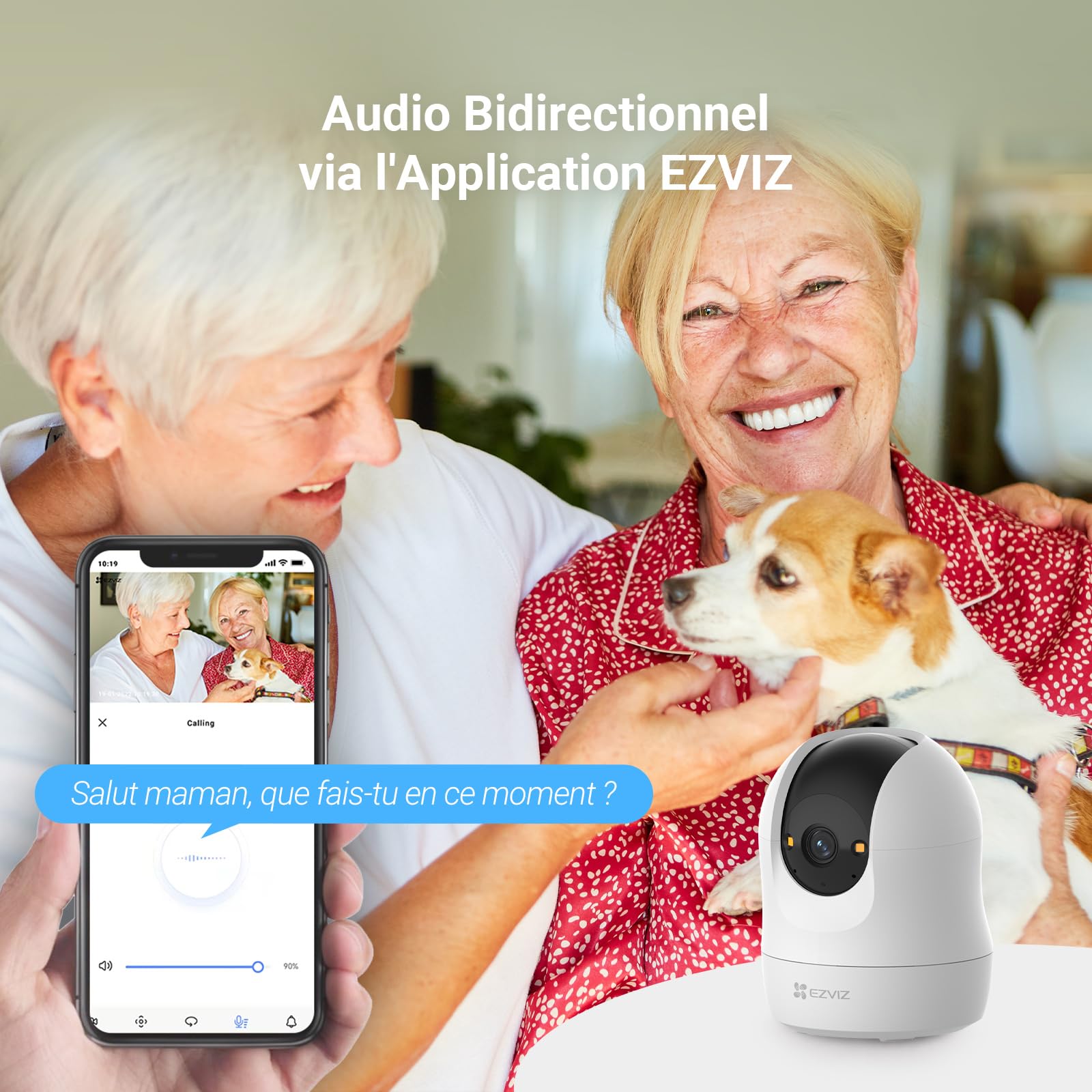 EZVIZ C6N Caméra Surveillance WiFi Intérieure 1080p, Caméra Bébé Pan/Tilt à 360°, WiFi 2.4Ghz, Vision Nocturne Intelligente avec Smart IR, Détection de Movement et Suivi Auto, Audio Bidirectionnel