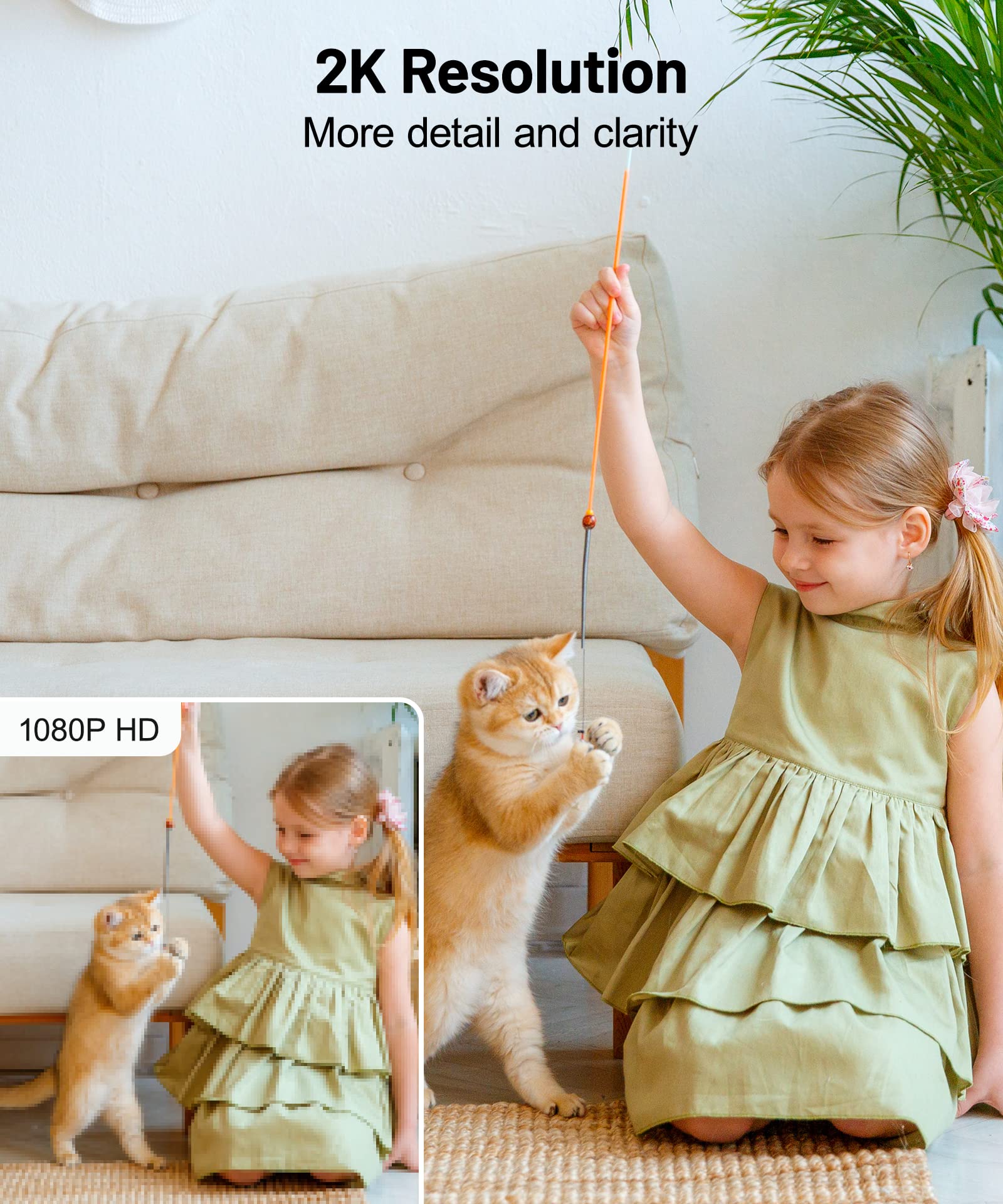 GALAYOU 2K(3MP) Camera Surveillance WiFi Intérieure - Caméra Interieur Maison 360°, Détection Humaine AI, Suivi Intelligent pour Bebe/Chien/Chat/Animaux, Alerte Instantanée G2 (Lot de 2)