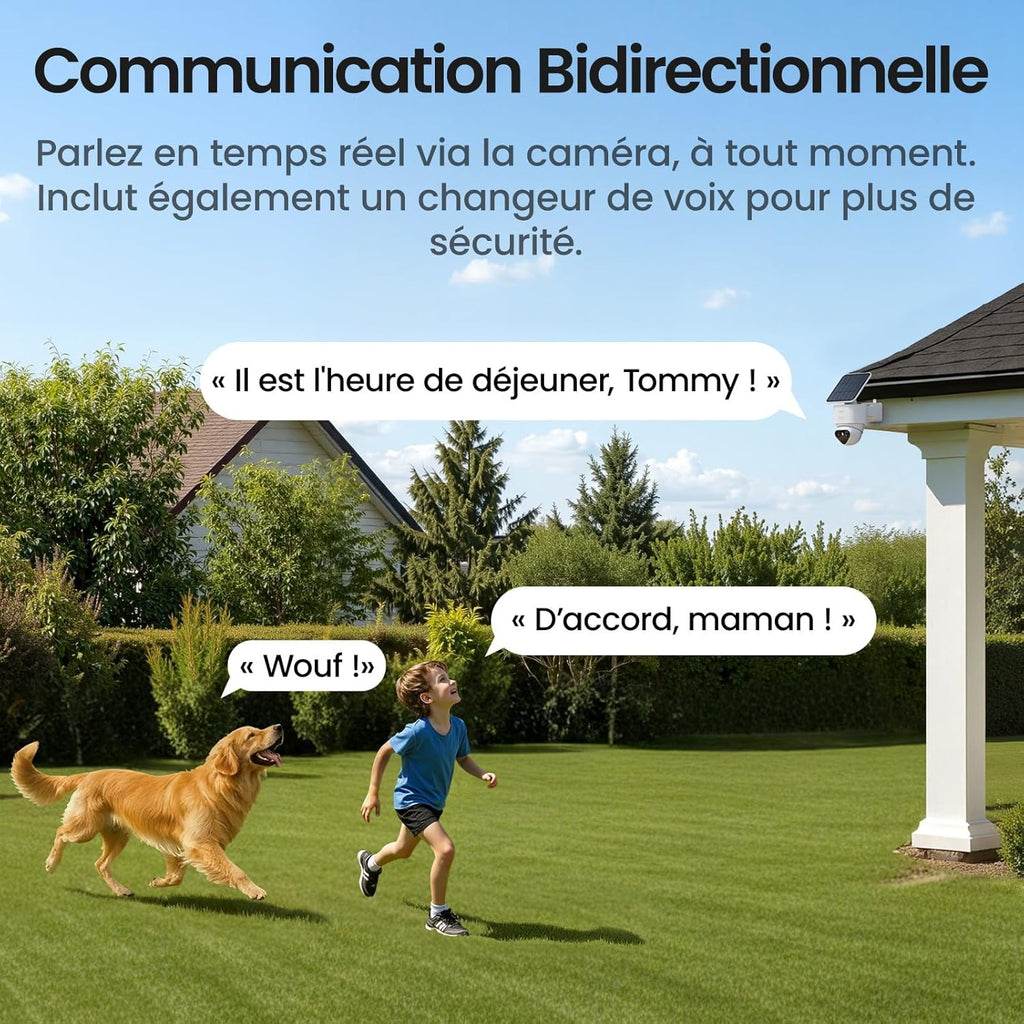 aosu 4K Caméra Surveillance WiFi Extérieure sans Fil,8MP Camera Exterieur Solaire,Vision Nocturne TrueColor,Triple Détection (PIR+Radar+IA),Suivi Automatique à 360°,Alarme Sonore et Lumineuse