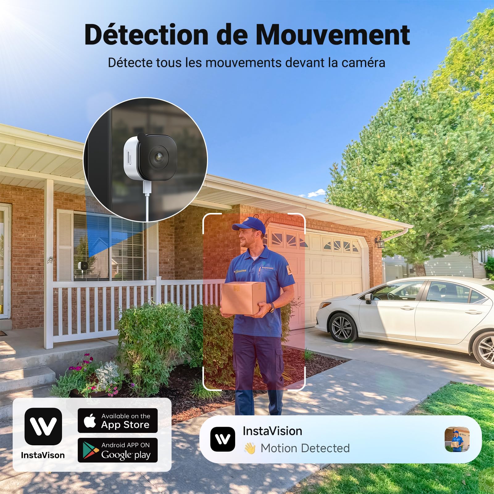 Camera Magnétique pour Fenêtre 2K Sans Perçage, Caméra de Surveillance Wi-Fi 2,4 et 5 GHz pour l'intérieur avec Vision Nocturne Couleur Starlight, Détection des Personnes et Enregistrement 24h/24 et 7