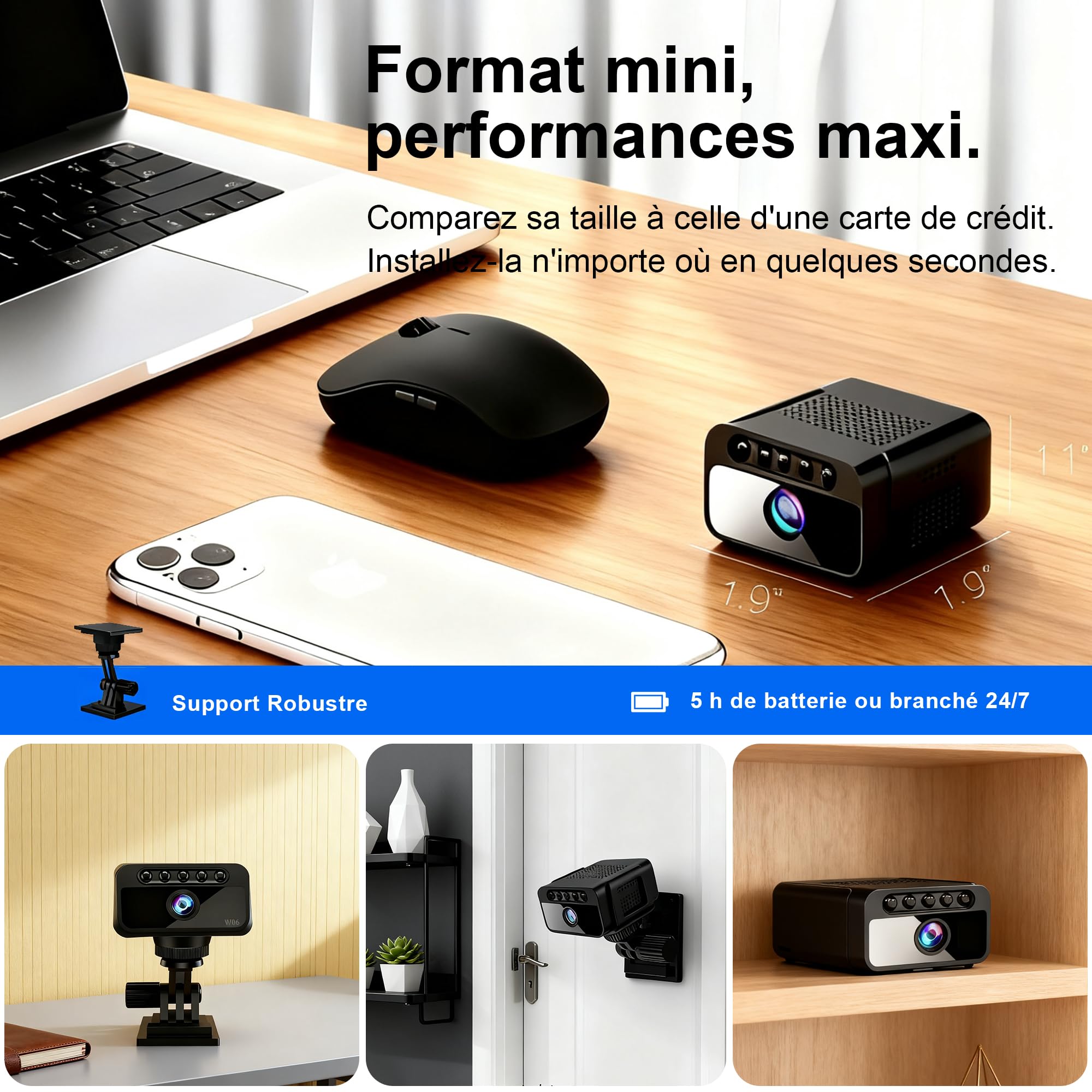 AOBOCAM Camera Espion WiFi 4K avec Cloud – Caméra de Surveillance Intérieure sans Fil, Vision Nocturne Grand Angle 150°, Détection de Mouvement AI Intelligente, Mini Caméra de Sécurité