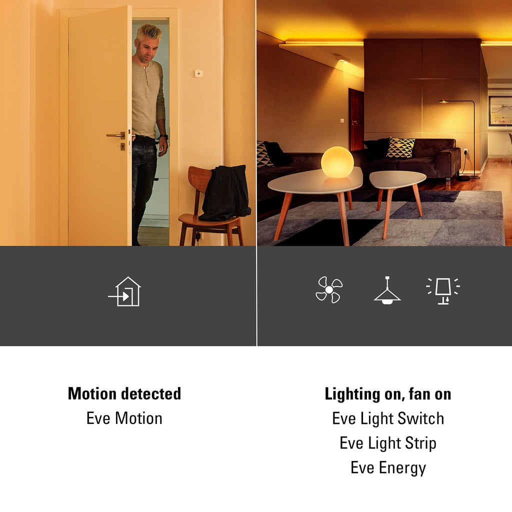 Eve Motion (Matter) – Capteur de mouvement et sensor de lumière intelligent, intérieur & extérieur, sécurité connectée, Apple Home, Alexa, Google Home, SmartThings, Nécessite un Thread concentrateur