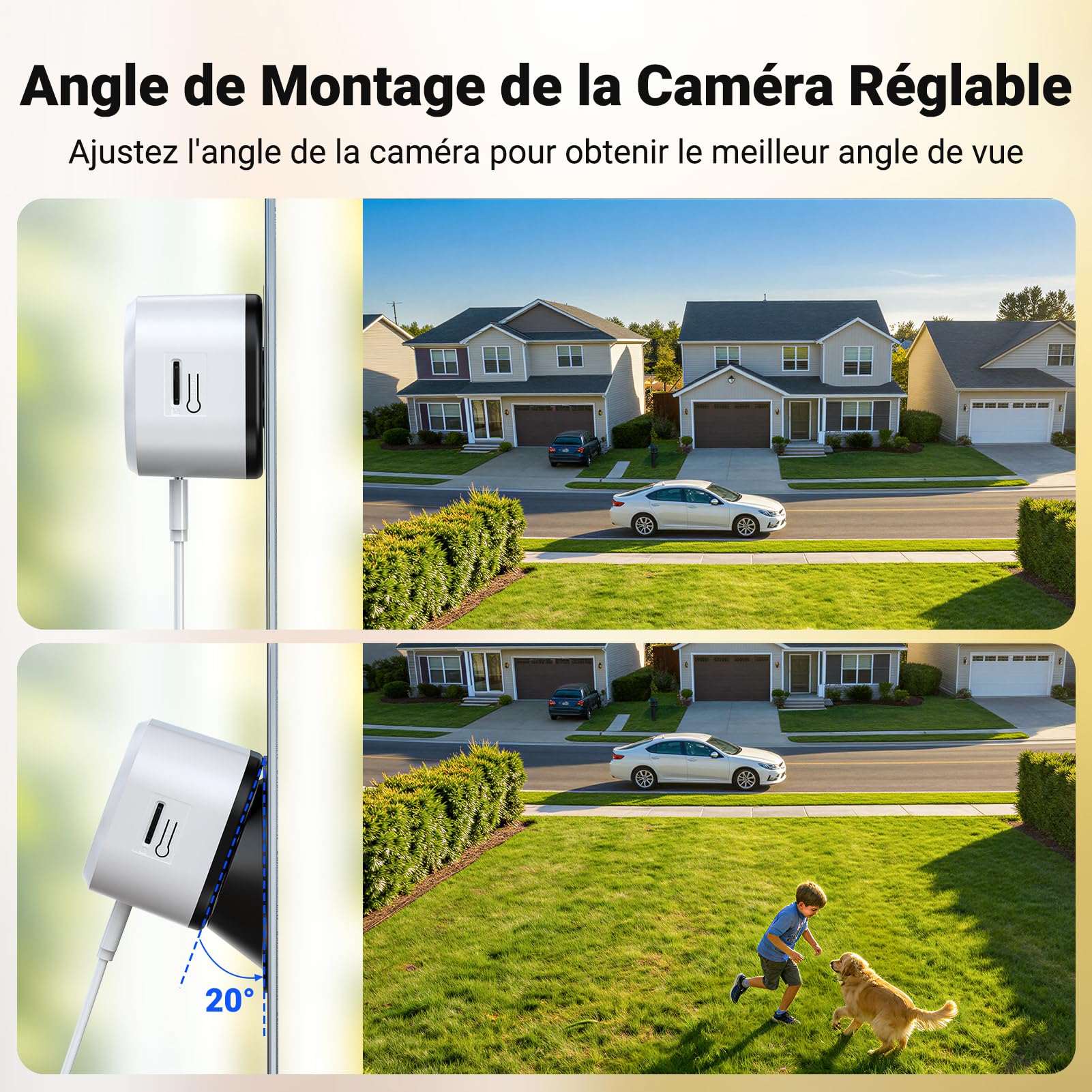 Camera Magnétique pour Fenêtre 2K Sans Perçage, Caméra de Surveillance Wi-Fi 2,4 et 5 GHz pour l'intérieur avec Vision Nocturne Couleur Starlight, Détection des Personnes et Enregistrement 24h/24 et 7