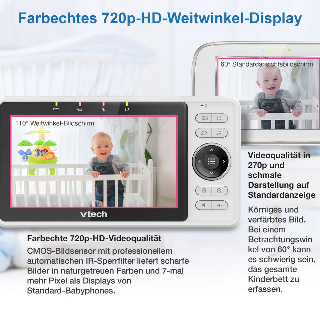 VTech DM1111 Babyphone Audio Numérique – Technologie DECT, Affichage du Niveau de Bruit, Clip Ceinture et Bien Plus – Unité Parentale et Unité Bébé