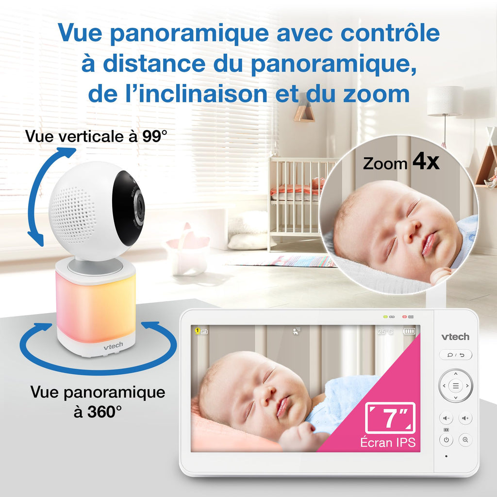 VTech VM924 Baby Monitor with Camera, Pan&Tilt,Video Baby Monitor with 5" LCD Screen,Up to 17 Hrs Battery Life,1.33x Zoom,Night Vision,300m Long Range,Soothing Sounds,2-Way Talk,Secured Transmission