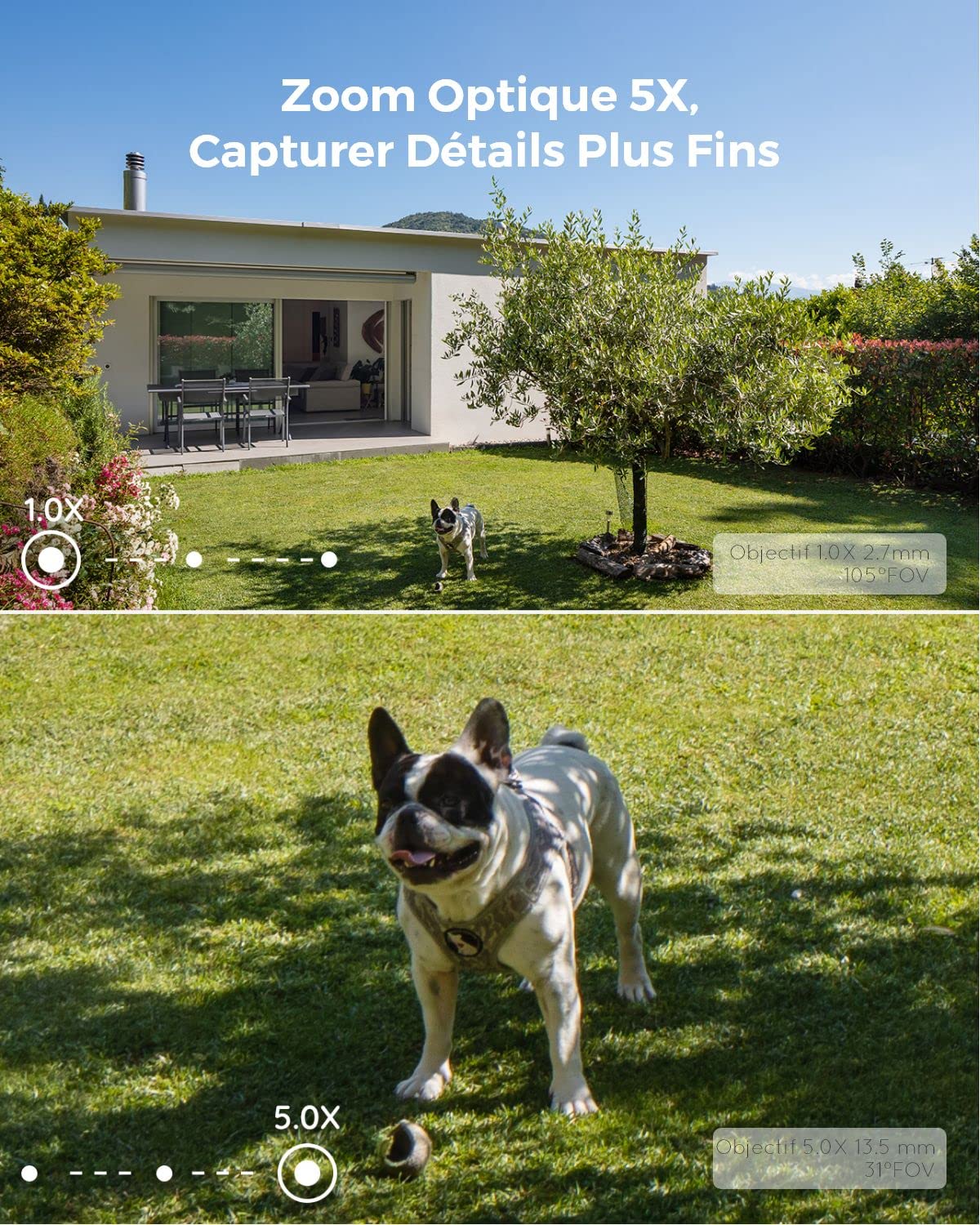 Reolink 4K Caméra de Surveillance Extérieure PoE avec Zoom Optique 5X, Vision Nocturne en Couleur, Audio Bidirectionnel, Détection de Personne/Véhicule, Alerte de Mouvement, Time-Lapse, RLC-811A