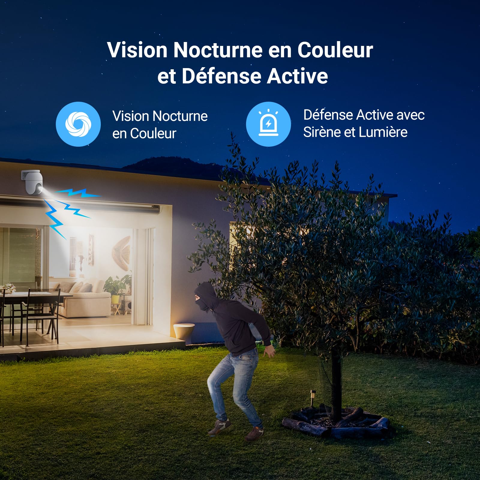 EZVIZ C8c 2MP Camera Surveillance WiFi Extérieure à 360° avec Suivi Auto-Zoom, Détection de Forme Humaine, Vision Nocturne en Couleur, Audio Bidirectionnel, IP65 Etanche, Défense Active