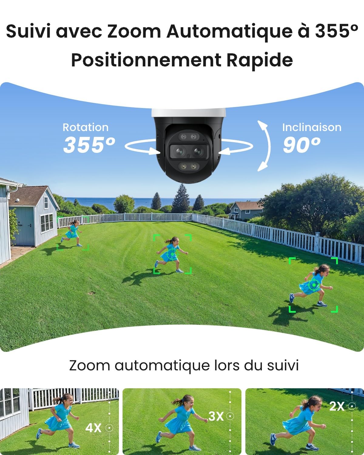 Reolink PTZ 4K Caméra Extérieur PoE, Double Objectif, Zoom Hybride 6X, Suivi Automatique, Vision Nocturne en Couleur, Détection de Personne/Véhicule/Animal, Audio Bidirectionnel, TrackMix PoE