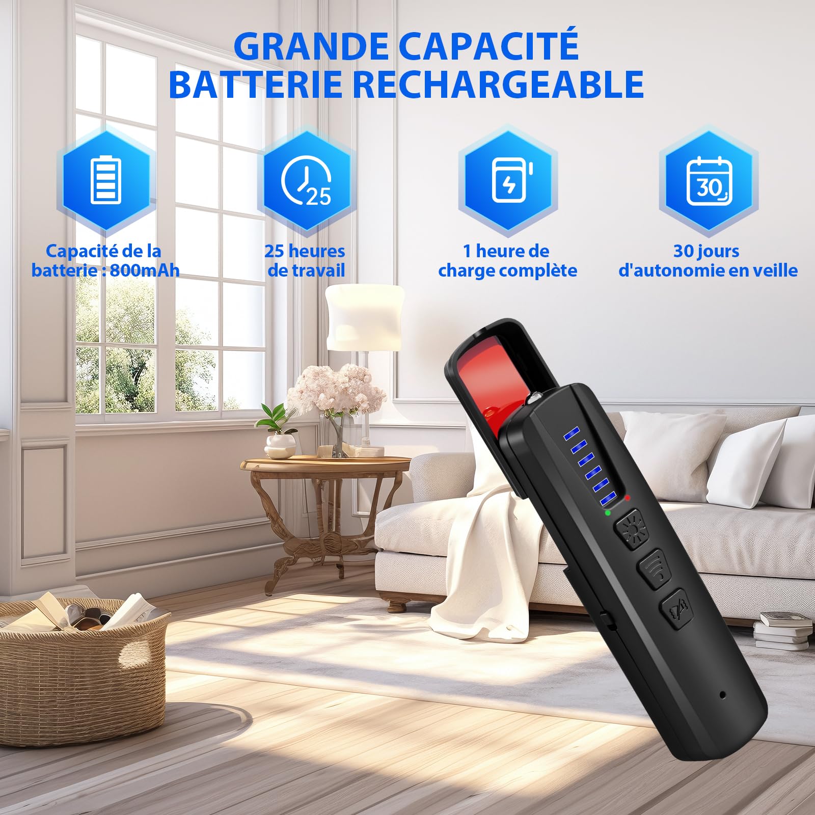 Detecteur de Camera et Micro Espion, Detecteur de Traceur GPS Voiture, Détecteur de Caméra Espion WiFi et Scanner RF pour Hôtel, Salle de Bains, Voiture, Bureau et Voyage