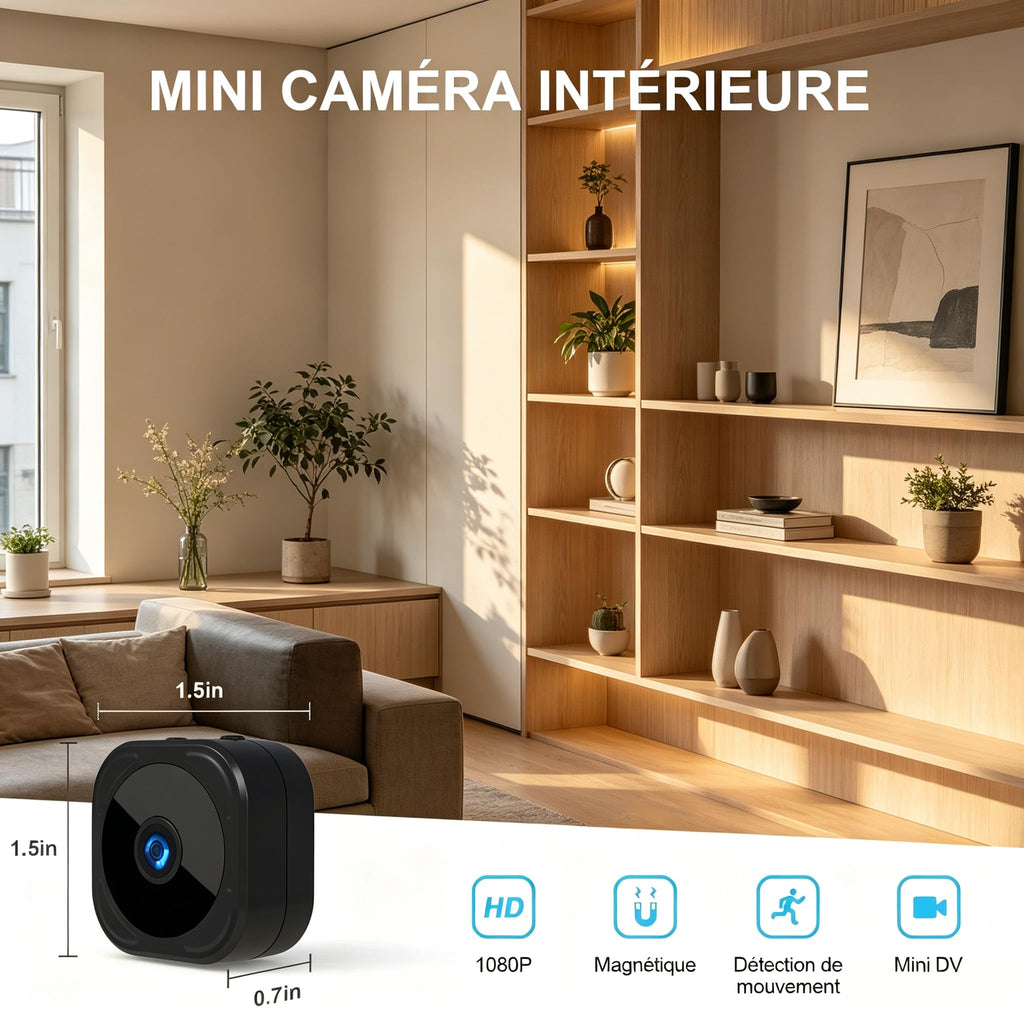 AOBOCAM Camera Espion WiFi 4K avec Cloud – Caméra de Surveillance Intérieure sans Fil, Vision Nocturne Grand Angle 150°, Détection de Mouvement AI Intelligente, Mini Caméra de Sécurité