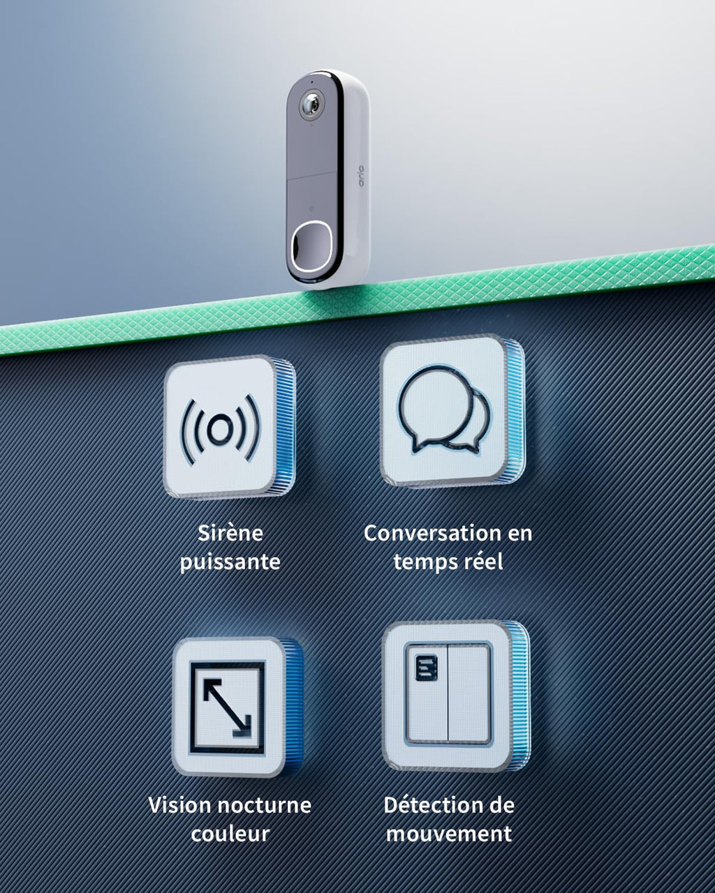 ARLO Sonnette Vidéo HD, Sonnette WiFi Extérieur Exterieure Sans Fil, Détection par IA, Vision Nocturne Couleur, Audio bidirectionnel, Compatible avec Alexa, Essai Secure Inclus